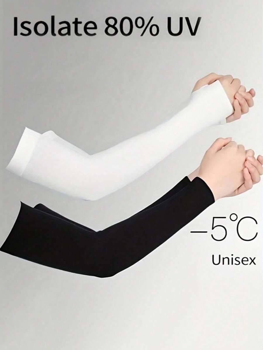 1 Pair Ice Fresh Arm Sleeves, Ice Silk Sleeves With Sun Protection, Summer Fingerless Gloves, Protective Arm Sleeves For Men And Women, For Driving, Outdoor Activities, Fishing, Sports, Exercise - Multicolor - View 1