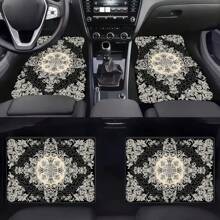 4pcs Bohemian & European Retro Pattern Car Floor Mats - Universal Fit Polyester Front & Rear Seat Car Mats - Suitable For Sedan, Saloon, SUV, Van All-Weather Vehicle Interior