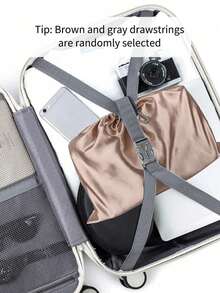 1/2pcs Satin Drawstring Dust Bags, Suitable For Jewelry & Accessories; Silk Drawstring Travel Storage Bags; Portable Clothing & Shoes Drawstring Pouches; Large Capacity Handbag Dust Covers; Self-Sealing Drawstring Storage Bags; Travel Essentials; Organization - Champagne - View 4