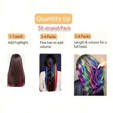 50pcs Mixed Color Rainbow Hair Extensions 50.8 Cm Rainbow Color Synthetic Hair Extensions Long Colored With Beads And Loop Tool For Hair Extension For Women Girls DIY Kit Holiday Party Use - Two-Tone - View 7