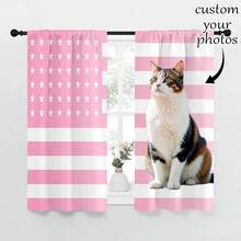 2片装定制窗帘，DIY定制窗帘，适用于家居装饰、婚礼礼物、生日礼物、周年纪念礼物、宠物、名人印花窗帘、家居窗户装饰、美国国旗背景人物定制装饰窗帘 - 彩色 - 查看 4