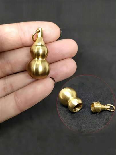 Hộp đựng thuốc hình quả bầu nhỏ, hộp sơ cứu, có thể đựng thuốc, vitamin và dầu cá, móc khóa hình quả bầu bằng đồng thau theo phong thủy, mang ý nghĩa may mắn, giàu có, sức khỏe và thành công, quà tặng cho bạn bè, gia đình và người thân yêu.