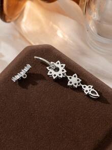 1pc Sparkling Cubic Zirconia Flower Belly Button Ring, Unique Pierced Body Jewelry Suitable For Women's Daily Wear And Parties