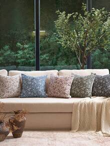 2 件复古花卉印花枕套，圣诞节、年终冬季花卉装饰枕套，柔软植物印花沙发靠垫套，适用于卧室、客厅、餐厅、宿舍、返校季节家居装饰腰垫套（不含枕芯） - 黑色 - 查看 6