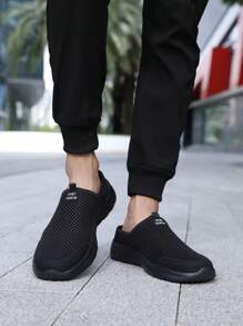 男士新款柔软休闲透气一脚蹬拖鞋 - 黑色 - 查看 2