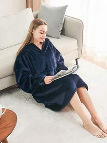 1 Sets Of Wearable Blanket Hoodie For Women And Men, Oversized Hooded Blankets Sweatshirt, Cozy And Warm Fleece Blanket With Sleeves And Giant Pocket For Adults And Kids,Cozy Hooded Blanket As A Gift Indoor & Outdoor - Multicolor - View 3