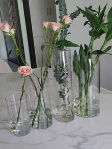 1个大型亚克力花盆，透明深水花盆，适用于家庭/花店，适合种植鲜花和植物。塑料材质，可用于插花、家居装饰、花瓶、桌面装饰、生日礼物、毕业典礼装饰、房间装饰等。