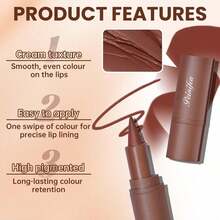 Lip Liner And Gloss Set, Dark Brown Plumping Lip Liner Lip Pencil Moisturizing Lightweight Lip Gloss Lip Combo, High Shine Glossy Lip Tint Lip Stain Makeup Long Lasting Lip Care For Women - 02 紅色 - 查看 4