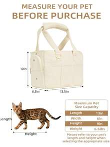 1pc Foldable Soft Pet Backpack Carrier, Suitable For Small Dogs, Rabbits, Cats, Travel Bag - White - View 9