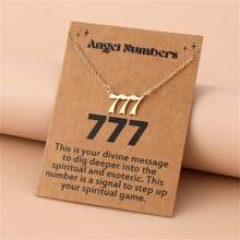 1 Women's Angel Digital Necklace Number 000-999 Gold Stainless Steel Digital Pendant