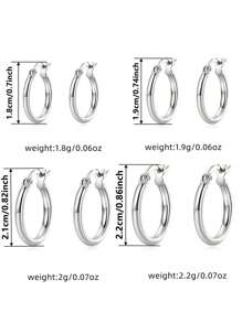 1 Pair Fashion 925 Sterling Silver Hoop Earrings Party Anniversary Ear Jewelry For Women Gift Fine Jewelry