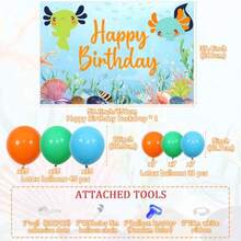 Axolotl Theme Birthday Party Decorations Green Axolotl Ocean Happy Birthday Photograph Backdrop Background Cloth Balloon Garland Arch Kit For Boys Girls Axolotl Theme Birthday Party Decor Supplies - Xanh lá câyCamXanh dương - Xem 6