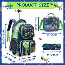 Mochila con ruedas para niños con lonchera y estuche de lápices, set de 3 piezas de equipaje escolar para viajes y regreso a clases - Ver 3