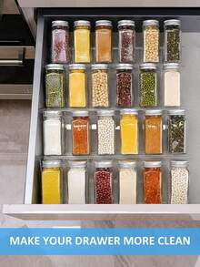 1/4 件多功能厨房抽屉式香料收纳架，节省空间的倾斜透明设计调味罐架，用于橱柜门/壁挂式存放香草和香料，坚固耐用，适用于厨房橱柜或台面、梳妆台橱柜收纳，非常适合厨房和浴室 - 無色 - 查看 3