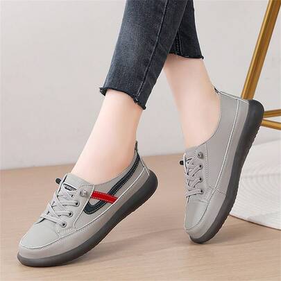 Soft Bottom Casual Loafers For Women, Slip-On White Sneakers, Flat Canvas Shoes With Rubber Outsole, Spring/Autumn