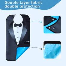 1pc Men's Dining Bib, Business Style, Machine Washable, Foldable Pocket, Protect Clothing, Suitable For Elderly And Caregivers, Seasonal Gift - Multicolor - View 6