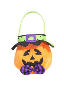 1 件万圣节帽子圆形糖果手提袋，9.84 * 6.3 英寸南瓜、女巫、黑猫、吸血鬼手提袋，适用于万圣节、节日派对、卧室、客厅、房间装饰、家居装饰、送礼和礼物 - 彩色 - 查看 8