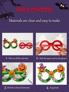 1pc Children's Halloween DIY Cartoon Glasses, Kids Creative Sticker Craft Toy, Preschool Halloween Costume Prop, DIY Craft Kit, Educational Toy