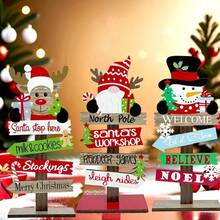 3件套木制圣诞装饰品 | 圣诞老人、雪人、驯鹿，色彩缤纷的艺术设计 | 传递节日祝福 | 无需电池，无需羽毛，桌面摆件，节日装饰，圣诞家居礼物，圣诞装饰品 - 彩色 - 查看 1