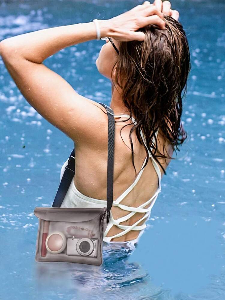 2件装防水腰包，大容量防水手机袋，夏季户外运动防水包，三重密封防水腰包，户外运动沙滩手机保护套，游泳潜水保护套，返校必备，防水包，沙滩包，沙滩配件，适用于划船、游泳、浮潜、皮划艇、海滩、水上乐园等场合，可用作手机壳和钱包，适合度假、泳池活动 - 彩色 - 查看 3