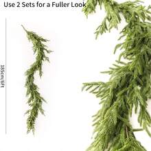 Christmas Dector Home Gift Artificial Norfolk Pine Garlands, Real Touch Winter Pine Garland, Green Artificial Greenery Garland For Table, Mantle, Wall, Indoor, Outdoor Christmas Decorations (Original Green)