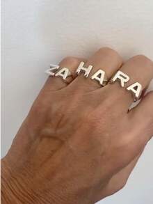 Customized 18K Gold-Plated Stainless Steel Ring,Gothic Name Ring,Old English Text Number Ring,New Year Glamour - Multicolor - View 3