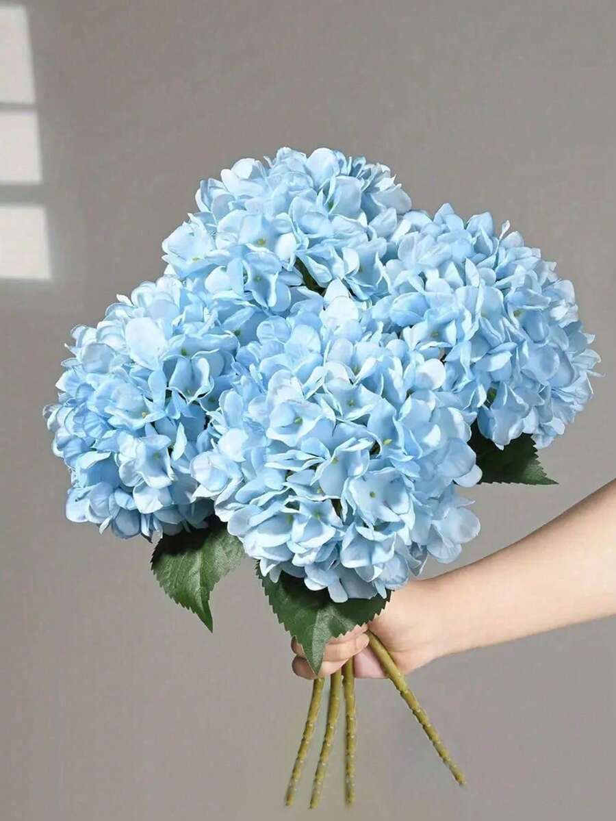 1/3/8PCS Artificial Hydrangea, Fake Hydrangea, Faux Plant, Spring Decoration, High-Quality Artificial Flower For DIY Wedding Bouquets, Parties, Home, Living Room, Kitchen, Garden, Hotel, Office, Study Room, Room Decor, Valentine's Day Gift - Blue - View 1