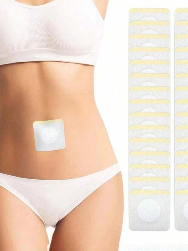 50Pcs Castor Oil Patches, Self-Adhesive Disposable Castor Oil Pack Wrap, Pads Spunlace Cloth Highly Absorbent Organic Cover Compress Patches (Oil Not Included), For Belly Button, Stomach, Knee & Feet, Liver Detox