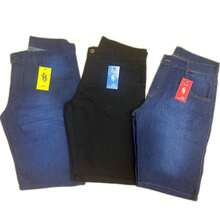 Kit 3 Men's Bermuda Jeans Mustache Dark Black Premium Various Washes With Elastane - 深色水洗藍 - 查看 1