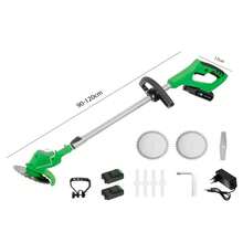 Aparador de Grama Elétrica a Bateria 21V com 2 Baterias e Kit de Lâminas Jardim FJS - Verde - Visão 2