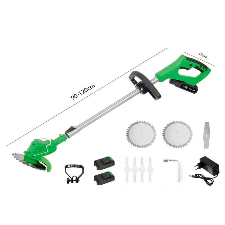 Aparador de Grama Elétrica a Bateria 21V com 2 Baterias e Kit de Lâminas Jardim FJS