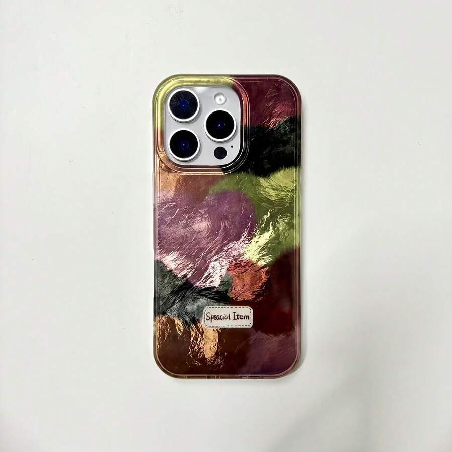 Funda para phone 13, 14, 15 y 16. Funda de alta calidad con exquisito diseño multicolor de corazón de terciopelo y textura brillante tipo glaciar. Compatible con phone 13, 14, 15 y 16 Pro - Blanco - Ver 1