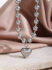 ZIRUISP 1件朋克风钛钢银珠十字架吊坠项链，适合女性日常佩戴，基督教信仰饰品，洗礼礼物 - 銀色 - 查看 5