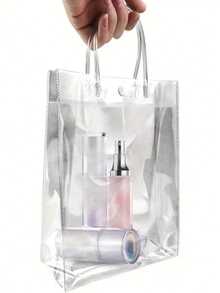 20pcs Transparent PVC Handbag, Holiday Birthday Candy Flower Petal Gift Bag, PVC Jelly Cosmetic Handbag, Holiday Party Handbag, Holiday Gift Bag, Reusable Transparent Handbag, Small Business Supplies, Best Value Items, Shopping Bag, Party Bag, Wedding Birthday Party Gift Bag, Handmade Handbag, Party Favors, Cheapest Items Available - Clear - View 5