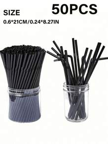 100/200/300pcs Thickened Durable Black Straws, Black Bendable Straws, Length 8.27inch/21cm, Coffee And Stirrers, Drink Accessories, Diameter 0.24inch/0.6cm, Suitable For Kitchen, Bar, Club, Drinks, Milk, Soda Water, Party, Restaurants And Home Use