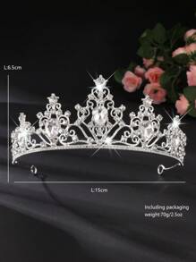 高级新娘皇冠头饰套装，镶嵌人造宝石，全新女王皇冠设计，新娘面纱镶嵌闪亮水钻耳环和项链配饰（多种款式可选）