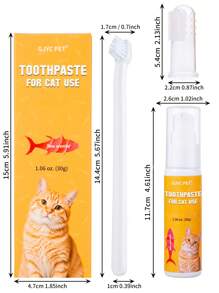 GJYC PET Katzen Dental-Set | Beseitigt schlechten Atem | 3-teiliges Set beinhaltet Katzen-Zahnpasta, Katzen-Zahnbürste und Katzen-Fingerbürste in leckerem Thunfischgeschmack, 30 ml