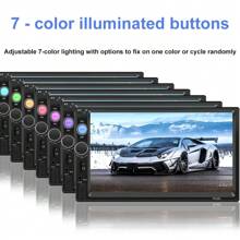 Reletech 7英寸双DIN车载MP5播放器 - 触摸屏显示 + 支持安卓/iOS镜像、倒车影像、USB/TF卡/FM收音机、多色背光按键、通用车载音响系统 - 黑色 - 查看 7