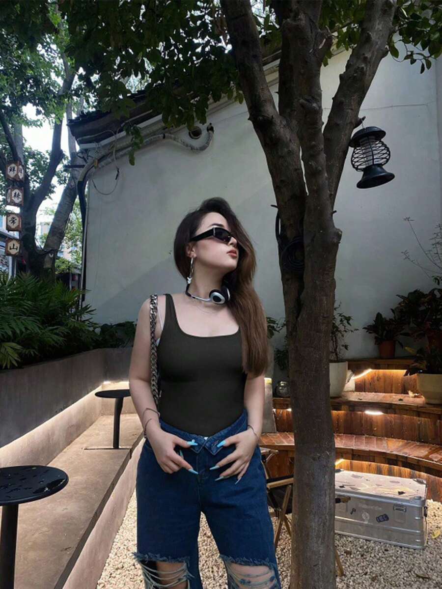 Body Modelador Feminino Camiseta Regata Collant Cavado Suplex Sexy,Macacão Body Feminino Decote Quadrado Alça Grossa