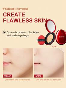 TIRTIR Red Cushioned Foundation Air Cushion, Lightweight Concealer Lasting Light Weight Semi-Matte 18g - 21C Cold Beige - View 3