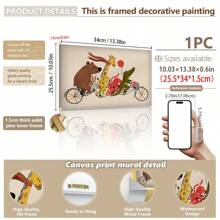 1 bucată de tablouri de perete fanteziste cu animale, bicicletă, pentru camera copiilor – Imprimeuri vibrante pe pânză de mai multe dimensiuni (20x25cm până la 50x70cm) cu opțiuni înrămate/neînrămate, decor vesel cu urs, girafă, caracatiță, crocodil, aventură, pentru camerele copiilor, estetică modernă și jucăușă pentru casă
