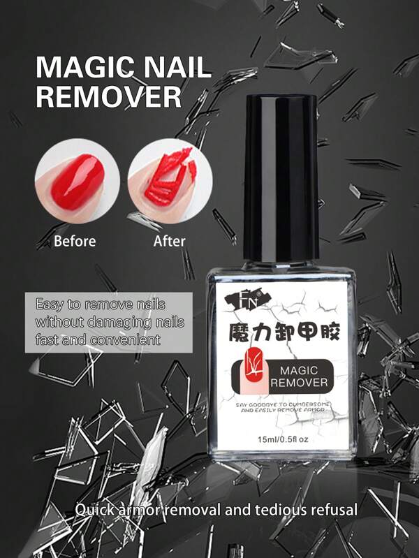 15ML Quitaesmalte de uñas de limpieza rápida, sin necesidad de remojar o envolver, 1-2 minutos, quitaesmalte de uñas mágico no irritante, quitaesmalte automático y rápido, operación sencilla