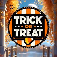 1PC 2D Flat Hanging Decoration Of Candy On The Witch Road - Old Time Halloween Theme, Candy Corn With A Smile, Witch Hat And Autumn Leaves - Perfect For Family, Living Room, Bathroom, Bedroom, Garage, Bar, Cafe - Ideal For Holiday Decoration, Halloween Decoration - Acrylic-round - View 5