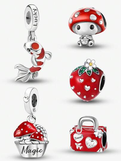 1Pc Fashionable Pink And Purple Perfume Beads Charms Fit For Women Bracelets Bangles DIY Jewelry Making And Daily Outfit Matching Jewelry Decoration For Girls