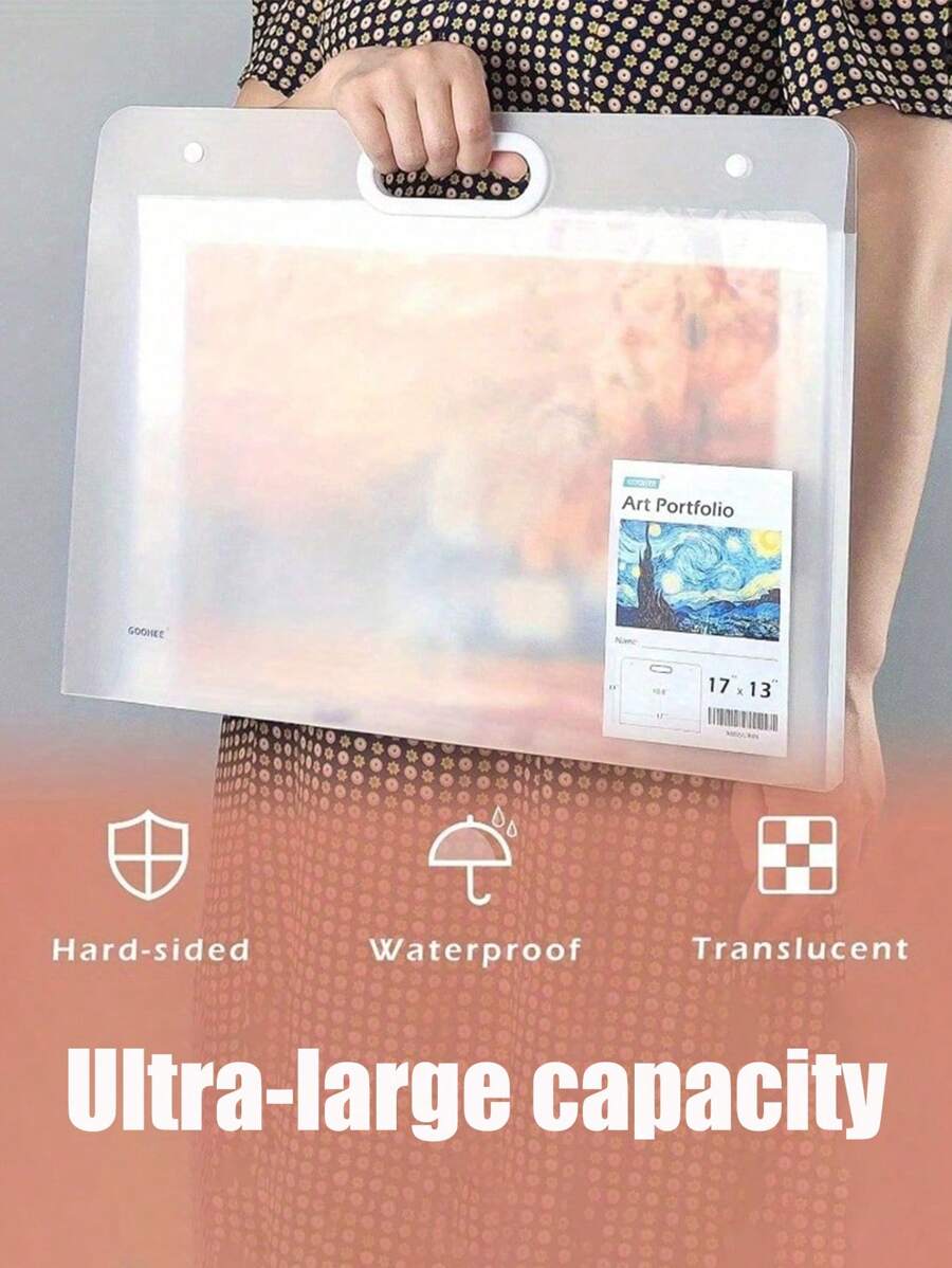 4K Plastic Art Portfolio, Large Art Portfolio With A3 With Handles, Waterproof Work Portfolio Folder For Artwork, Art Storage Box For DIY Diamond Painting Sketch Photography Posters