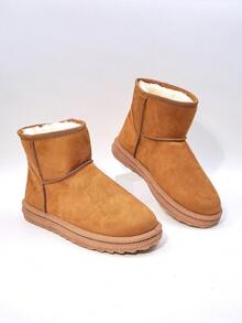 Autumn/Winter New Teenage Snow Boots, Flat Warm Plush Thick Sole Boys/Girls Ankle Boots - Brown - View 4