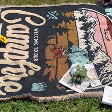 Picnic Blanket/Home Blanket/Bed Cover/Sofa Towel/Moisture-Proof Camping Mat/Tent Pad/Warm Blanket, Bohemian Style Tear-Resistant Home Casual Blanket/Sofa Towel/Tablecloth/Sofa Cover//Outdoor Background Cloth - Navy Blue - View 17