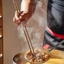 1/2/5双/套可重复使用超长木筷子，适用于火锅、烹饪和煎炸厨房用具，操作简单，控制精确，学校用品 - 彩色 - 查看 10