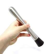 Honbay 1PCS Stainless Steel Cocktail Muddler Drink Muddler Bartender Tool Grooved Nylon Head Pestle For Bartending 8inch