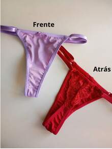 Kit Of 10 Adjustable String Panties With Lace - Comfort And Style - 彩色 - 查看 3